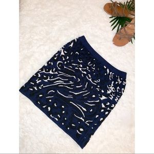 Club Monaco Wool Leopard Print Fitted Skirt M